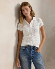 Áo polo dáng lửng bằng cotton dệt kiểu vặn thừng