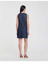 Váy Sandro denim khoét giọt lệ đá dáng suông