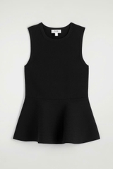 Áo sát nách len tăm đan Peplum cổ điển