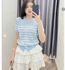 Áo len CDG WHOAU thêu gấu ngắn tay