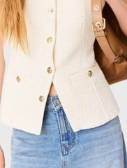 Áo khoác MAJE dài bằng vải tweed