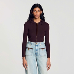 ÁO CARDIGAN SANDRO CỔ HOA