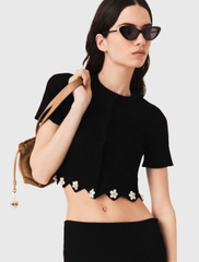 Áo khoác cardigan MAJE có họa tiết hoa đính đá quý