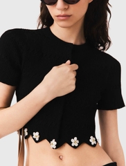 Áo khoác cardigan MAJE có họa tiết hoa đính đá quý