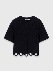 Áo khoác cardigan MAJE có họa tiết hoa đính đá quý