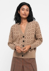 Áo khoác cardigan COACH cổ chữ V dáng rộng đặc trưng