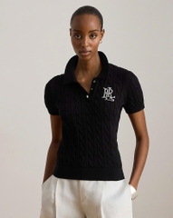 Áo POLO RL cotton dệt kim kiểu cáp ngắn tay