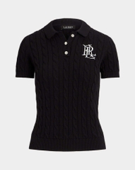 Áo POLO RL cotton dệt kim kiểu cáp ngắn tay