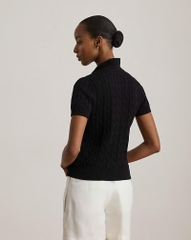 Áo POLO RL cotton dệt kim kiểu cáp ngắn tay