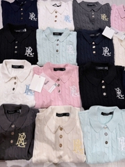Áo POLO RL cotton dệt kim kiểu cáp ngắn tay