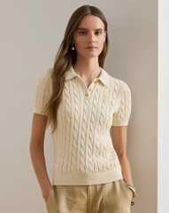 Áo POLO RL cotton dệt kim kiểu cáp ngắn tay