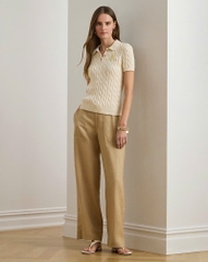 Áo POLO RL cotton dệt kim kiểu cáp ngắn tay