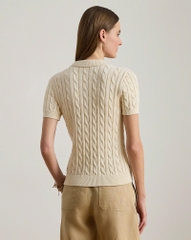 Áo POLO RL cotton dệt kim kiểu cáp ngắn tay