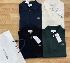 Áo len nam Lacoste ngắn tay cổ đức logo ngực 100% cotton