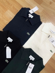 Áo len nam Lacoste ngắn tay cổ đức logo ngực 100% cotton
