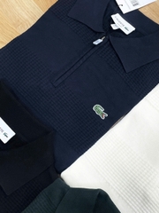 Áo len nam Lacoste ngắn tay cổ đức logo ngực 100% cotton
