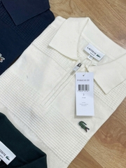 Áo len nam Lacoste ngắn tay cổ đức logo ngực 100% cotton