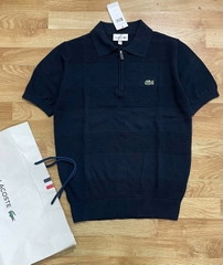 Áo len nam Lacoste ngắn tay cổ đức logo ngực 100% cotton