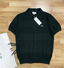 Áo len nam Lacoste ngắn tay cổ đức logo ngực 100% cotton