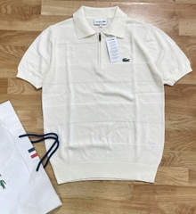 Áo len nam Lacoste ngắn tay cổ đức logo ngực 100% cotton