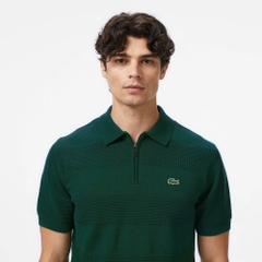 Áo len nam Lacoste ngắn tay cổ đức logo ngực 100% cotton