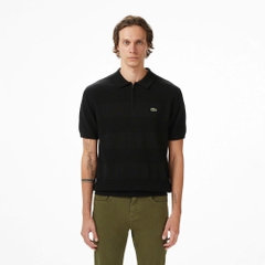 Áo len nam Lacoste ngắn tay cổ đức logo ngực 100% cotton