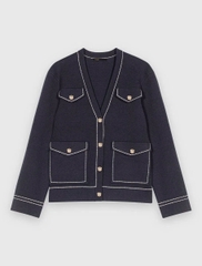 Áo cardigan dáng suông may viền