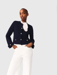 Áo khoác cardigan cổ sọc có thể tháo rời