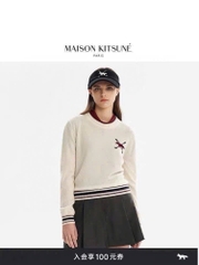 Cardigan cổ V Maison Kitsun logo cáo to