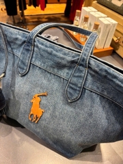 Túi tote denim Polo thêu ngựa