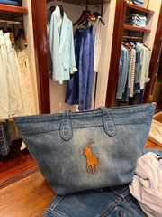 Túi tote denim Polo thêu ngựa