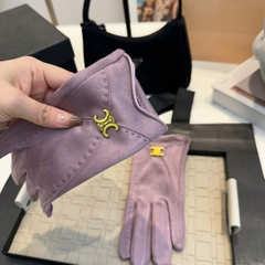 Găng tay da lộn Celine logo 4 màu