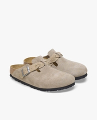 Brunello Cucinelli Gray suede mules with monil chain