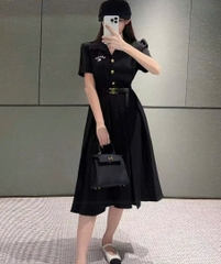 Váy liền Celine cổ bẻ kèm belt 2 màu