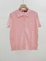 Áo khoác Polo RL tay ngắn bằng vải cotton dệt kim