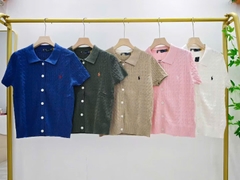 Áo khoác Polo RL tay ngắn bằng vải cotton dệt kim