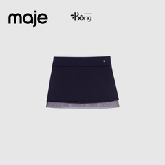 Áo len mtg Maje kẻ ngang đen trắng trễ vai