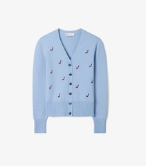 Áo len CDG Tory Burch thêu logo cổ V