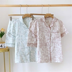 Set Pijama La Perla hoạ tiết hoa lá 2 màu