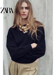 Áo sweatshirt Zara đen dài tay
