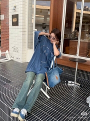 Túi tote denim Polo thêu ngựa