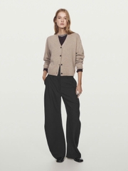 ÁO CARDIGAN DỆT KIM CỔ CHỮ V PHA LEN
