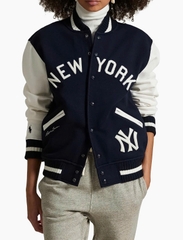 Jacket POLO collab MLB New York navy phối cổ len