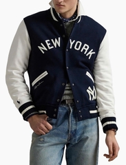 Jacket POLO collab MLB New York navy phối cổ len