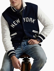 Jacket POLO collab MLB New York navy phối cổ len