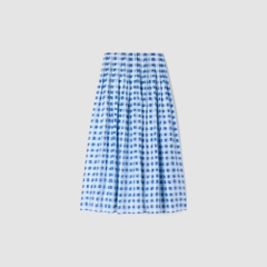 CHÂN VÁY DÀI HỌA TIẾT KẺ CARO BẰNG VẢI LINEN