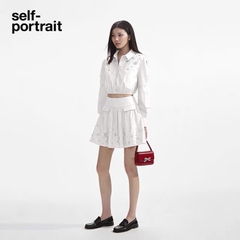 Set Self- Portrait Áo sơ mi đính đá chân váy mini