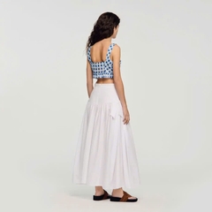 Áo croptop vải lanh kẻ caro
