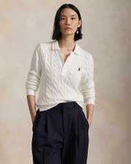 Áo thun polo dài tay bằng vải cotton dệt kim