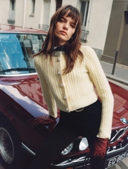 Áo len cardigan alpaca vàng